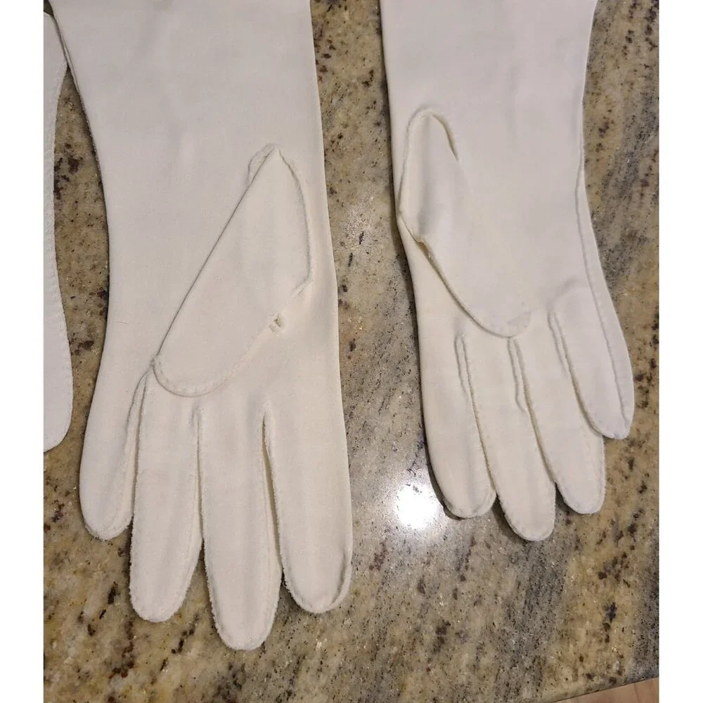 Lot of 4 Vintage Women's Size XS S White Cotton Formal Gloves w/ bag